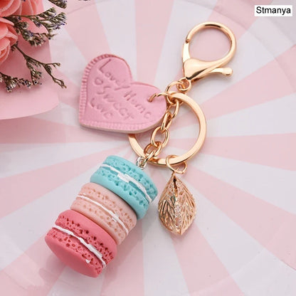 Women Cake Key Chain Fashion Cute French pastries Keychain Bag Charm Car Key Ring Wedding Party gift Jewelry 17278