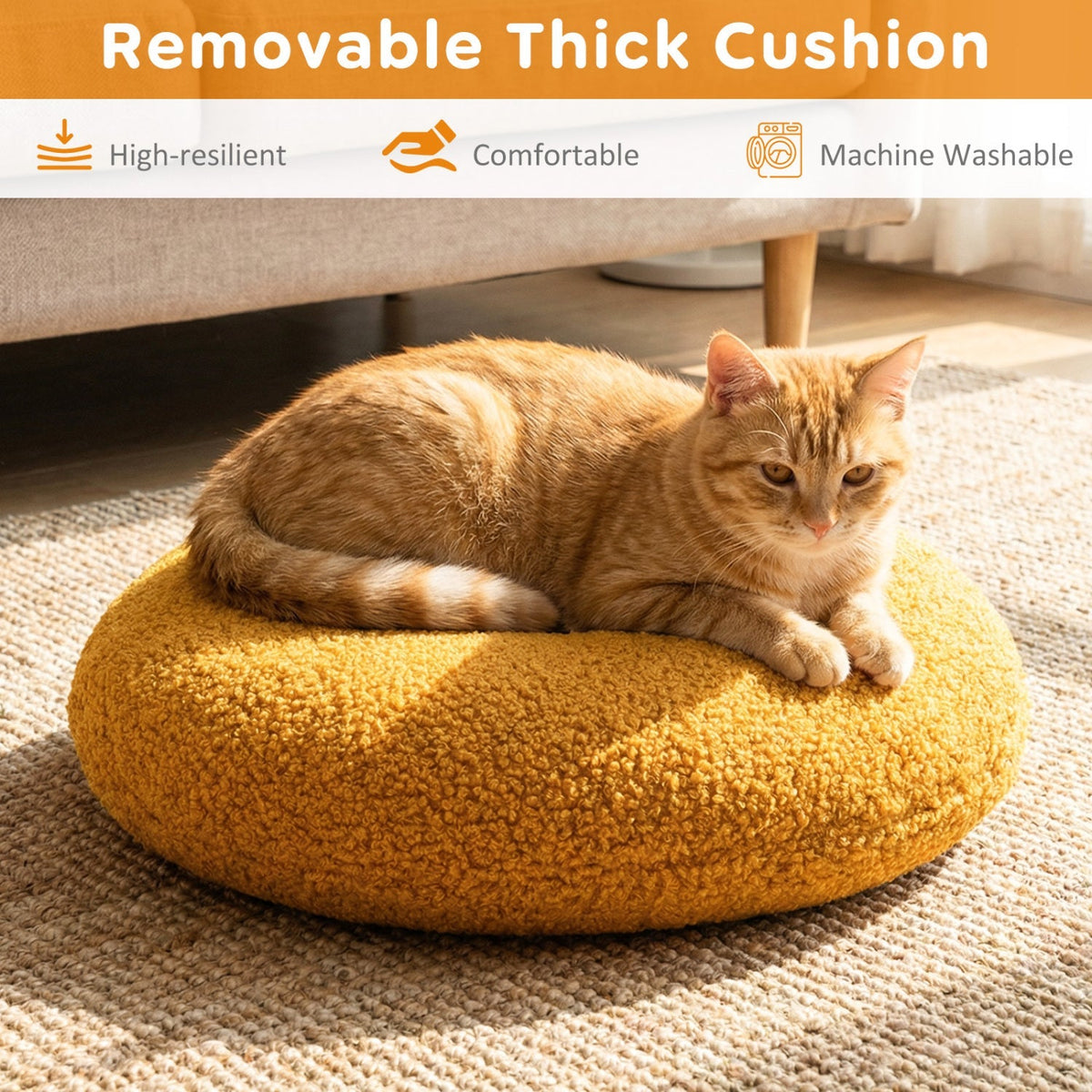 Hamburger Cat Nest with Chicken Drumstick Toy and Removable Cushion for Indoor Cats