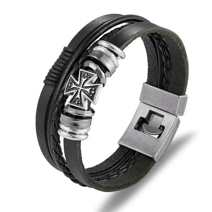YIZIZAI Fashion Bracelete Genuine Leather Multilayer Anchor Bracelet Men Vintage Punk Rock Women Alloy Beads Nautical Jewelry