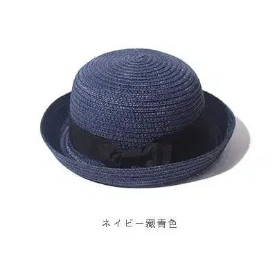Hats For Women Summer Sun Protection Straw Hat Female Round Top Curled Brim Parent Child Student Sunshade Travel