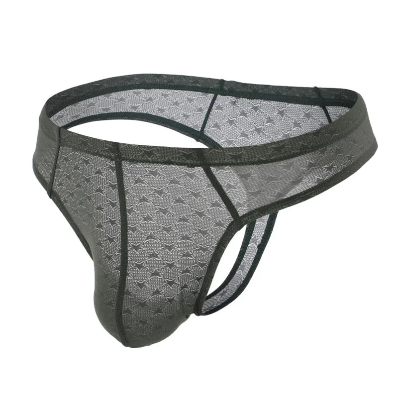 Sexy Underwear Men Transparent Thong G-String Ice Silk Lingerie Underpants Low Rise Men Briefs T-Back Panties