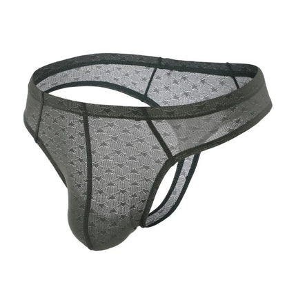 Sexy Underwear Men Transparent Thong G-String Ice Silk Lingerie Underpants Low Rise Men Briefs T-Back Panties