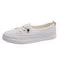 Size35-40 Low Platform Sneakers Women Shoes Female Pu Leather Walking Sneakers Loafers White Flat Slip On Vulcanize Casual Shoes