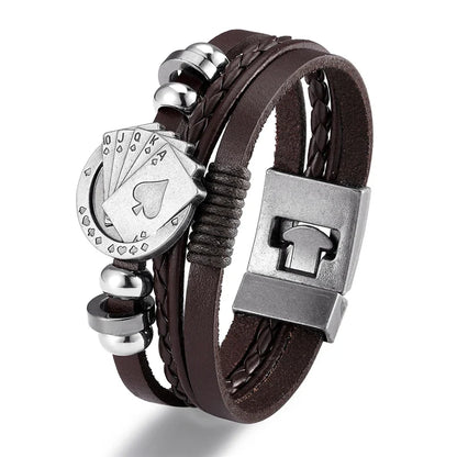 YIZIZAI Fashion Bracelete Genuine Leather Multilayer Anchor Bracelet Men Vintage Punk Rock Women Alloy Beads Nautical Jewelry