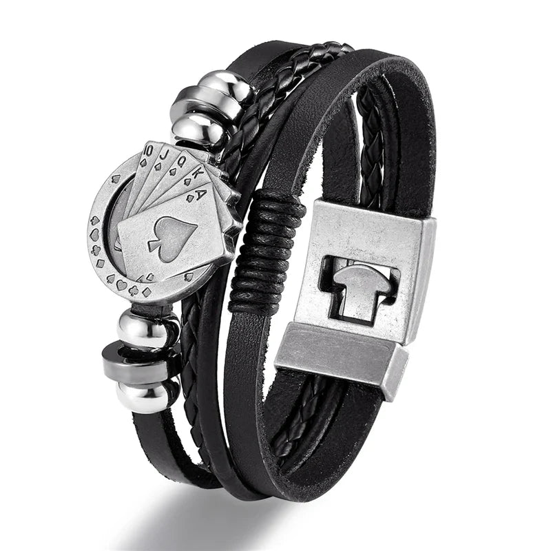 YIZIZAI Fashion Bracelete Genuine Leather Multilayer Anchor Bracelet Men Vintage Punk Rock Women Alloy Beads Nautical Jewelry