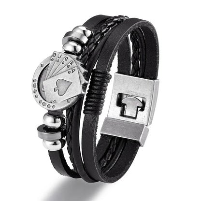 YIZIZAI Fashion Bracelete Genuine Leather Multilayer Anchor Bracelet Men Vintage Punk Rock Women Alloy Beads Nautical Jewelry