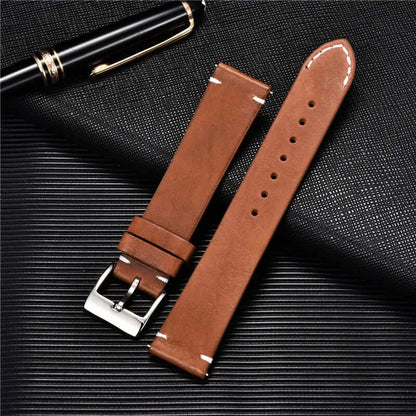 TicWatch Pro 5, Pro 3 & E3 Minimal Leather Band with Accent Stitches