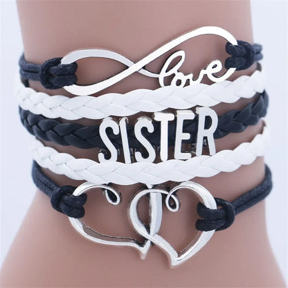SISTER Kids Double Heart Chain Bracelet for Girls Friendship Bracelets Jewelry Multi-Layer Charm Bracelet Fashion Jewelry