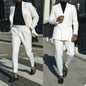 Costume Homme 2 Pieces Men Suit White Color Beach Wedding Formal Suits Peak Lapel Jacket Pants Causal  Prom Customized