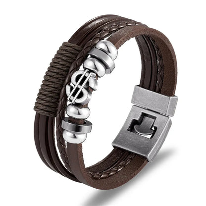YIZIZAI Fashion Bracelete Genuine Leather Multilayer Anchor Bracelet Men Vintage Punk Rock Women Alloy Beads Nautical Jewelry