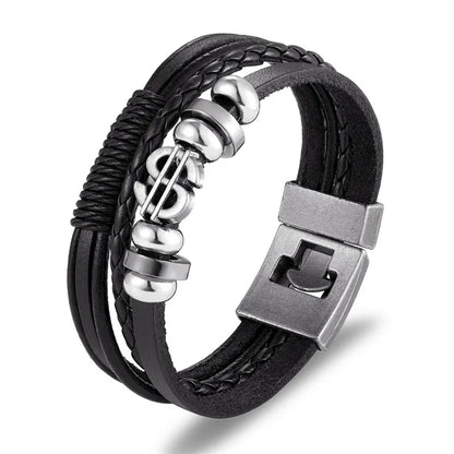 YIZIZAI Fashion Bracelete Genuine Leather Multilayer Anchor Bracelet Men Vintage Punk Rock Women Alloy Beads Nautical Jewelry