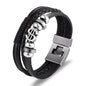 YIZIZAI Fashion Bracelete Genuine Leather Multilayer Anchor Bracelet Men Vintage Punk Rock Women Alloy Beads Nautical Jewelry