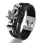YIZIZAI Fashion Bracelete Genuine Leather Multilayer Anchor Bracelet Men Vintage Punk Rock Women Alloy Beads Nautical Jewelry