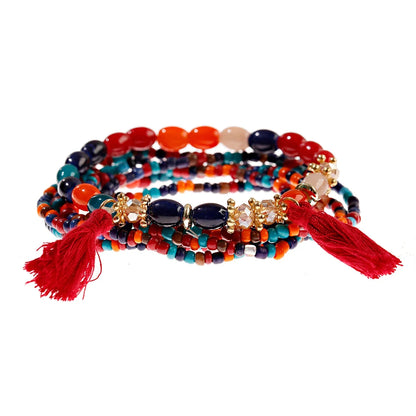 3pcs Boho Bohemian Pink Butterfly Pendant Charm Beads Bracelets Set For Women Stone Wristband Bracelet Bangles Pulseras Feminina