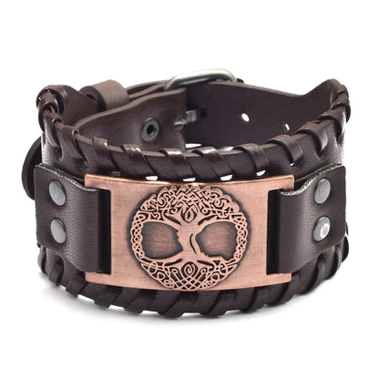 Trendy Viking Bracelet Nordic Rune Compass God Bird Charm Men's Bracelet New Fashion Leather Woven Jewelry Accessorie Party Gift