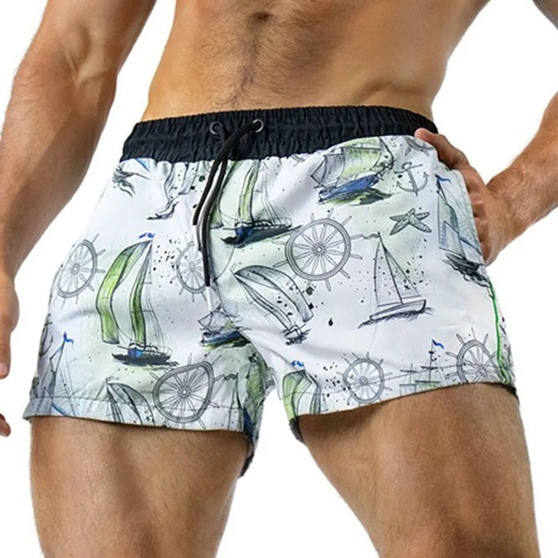 New Running Shorts Men Swimwear Men Swimsuit 2021 Swimming Trunks Short Quick-drying Sexy Mens exy Mens Swim Briefs Beach Shorts