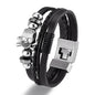 YIZIZAI Fashion Bracelete Genuine Leather Multilayer Anchor Bracelet Men Vintage Punk Rock Women Alloy Beads Nautical Jewelry