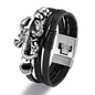 YIZIZAI Fashion Bracelete Genuine Leather Multilayer Anchor Bracelet Men Vintage Punk Rock Women Alloy Beads Nautical Jewelry