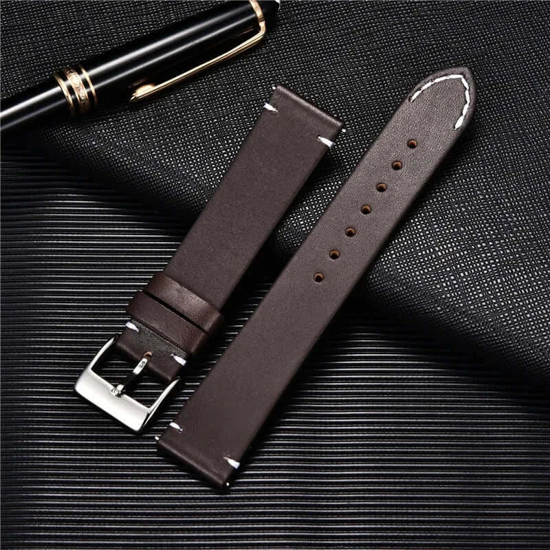 TicWatch Pro 5, Pro 3 & E3 Minimal Leather Band with Accent Stitches