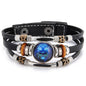 Charm Jewelry 12 Zodiac Weave Bracelets for Women Vintage Multi-layer Stainless Steel 12 Constellations Leather Bracelet