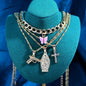 New Multi Layer Butterfly Dragon Charms Crystal Necklaces For Women Punk Golden Angel Letter Clavicle Chain Hiphop Gifts Jewelry