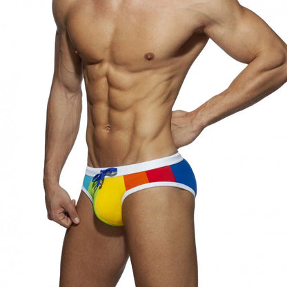 UXH Padded Contrast Color Swim Briefs Push-Up Sexy Swimwear Men Swimming Briefs Surf Beach Shorts Mayo Sungas De Praia Homens