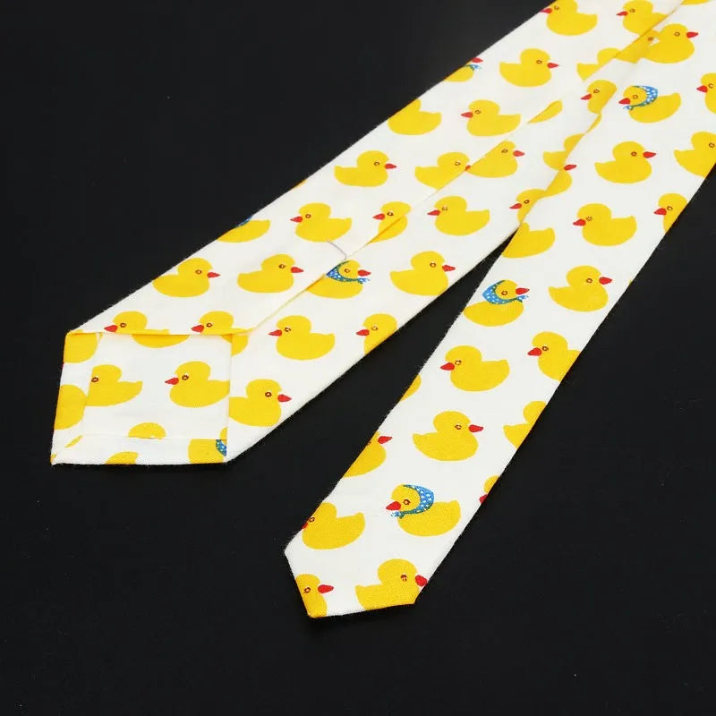 Cotton Men's Colourful Tie Duck Dog Fruit Flower Ties Narrow Kids Children Necktie Slim Skinny Cravate Narrow Thick Neckties