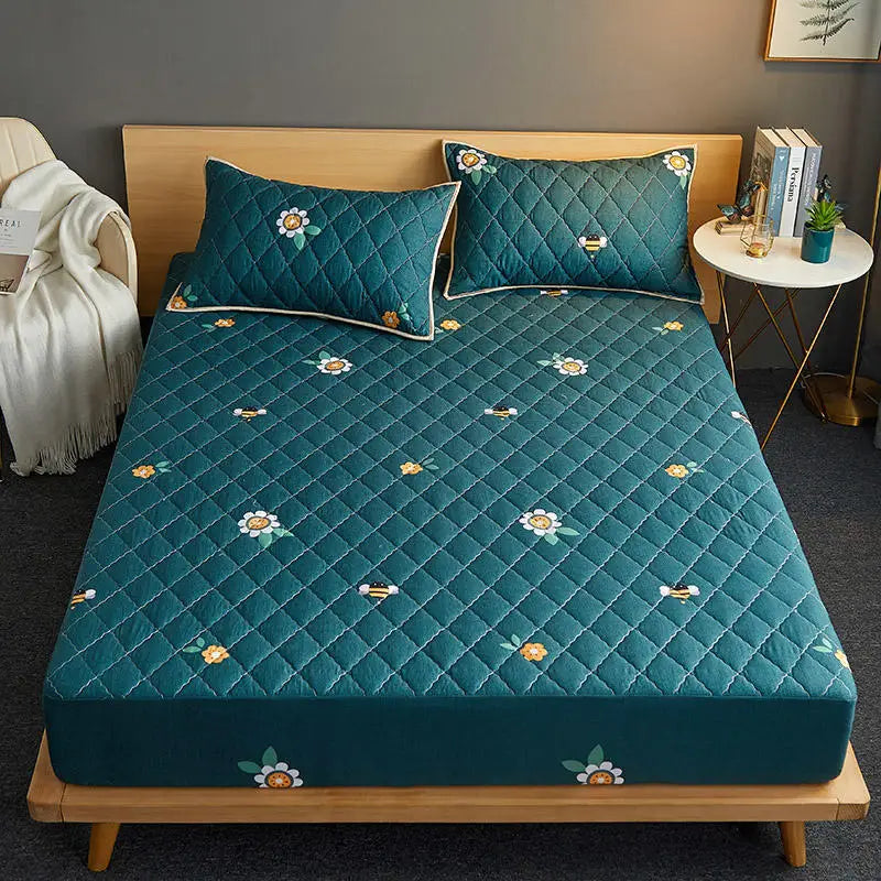 Bonenjoy Quilted Waterproof Fitted Sheet with Elastic Queen King Size