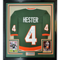 Framed Autographed/Signed Devin Hester 35x39 Miami Green College Football Jersey JSA COA