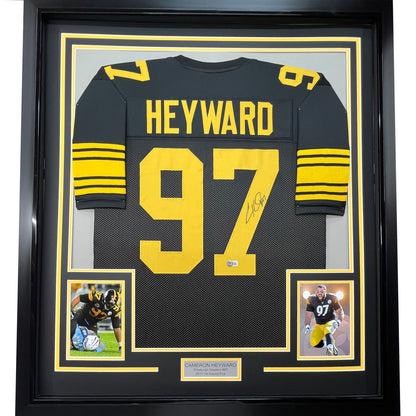 Framed Autographed/Signed Cameron Heyward 35x39 Pittsburgh Color Rush Football Jersey Beckett BAS COA