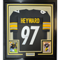 Framed Autographed/Signed Cameron Cam Heyward 35x39 Pittsburgh Black Football Jersey JSA COA