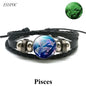 Gemini Leo Libra Scorpio Sagittarius 12 Constellation Luminous Bracelet Leather Bracelet Zodiac Charm Jewelry Bracelet for Men