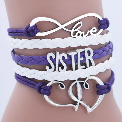 SISTER Kids Double Heart Chain Bracelet for Girls Friendship Bracelets Jewelry Multi-Layer Charm Bracelet Fashion Jewelry