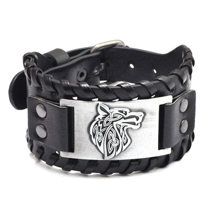 Totem Design Wide Leather Pirate Compass Bracelet Men's Bracelet Celtic Viking Jewelry Compass Bracelet Accessories Party Gifts