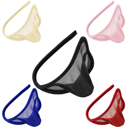 C String Sexy Men's Transparent Open Net C-string Sheer Mesh Thong Mini Jockstrap Gay Underwear Pocket Penis Short Underwear