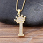 Nidin New Luxury Copper Zircon A-Z Crown Alphabet Pendant Chain Necklace Hip-Hop Style Fashion Woman Man Initial Name Jewelry