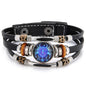Charm Jewelry 12 Zodiac Weave Bracelets for Women Vintage Multi-layer Stainless Steel 12 Constellations Leather Bracelet