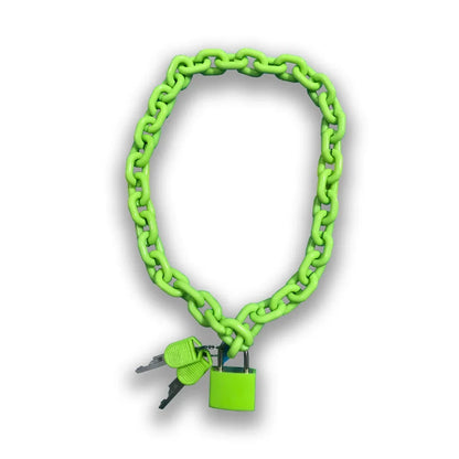 FishSheep Rock Punk Acrylic Chain Lock Pendant Necklace For Women Men Chic Neon Chunky Long Chain Necklace 2020 Fashion Jewelry