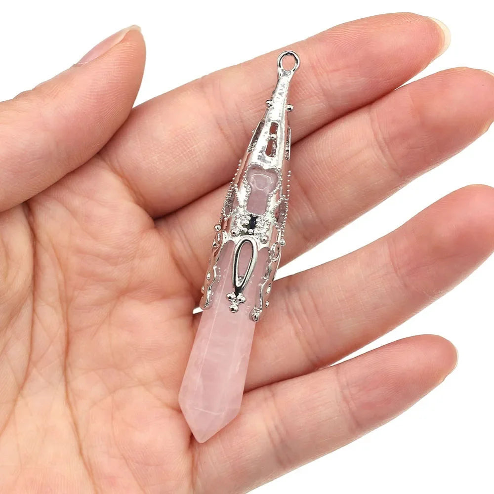 Vintage Natural Stone Pendant Cone Shape Lapis Lazuli Opal Pendulum for Fashion Jewelry Making DIY Women Necklace Accessory