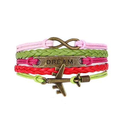 Vintage Dream Airplane Multilayer Leather Bracelet Men Women Fashion Braided Handmade Rope Wrap Bracelets & Bangles Male Gift