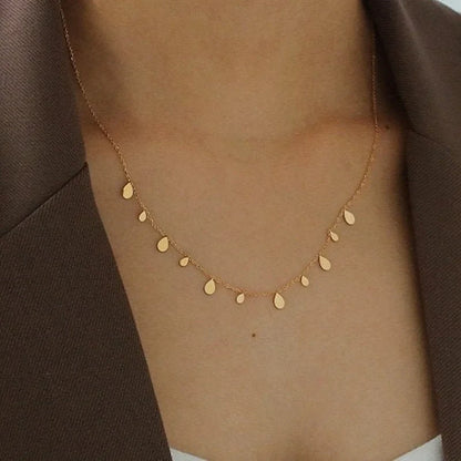Teardrop Charm Necklace, Stainless Steel Dangling Necklace , Minimalist Simple Chain Necklace