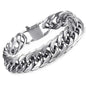 HNSP 316L Stainless Steel LA Cuban Link Chain Bracelet For Men Punk Hip Hop Silver Color Hand Chain 8/10/12/14MM Thick