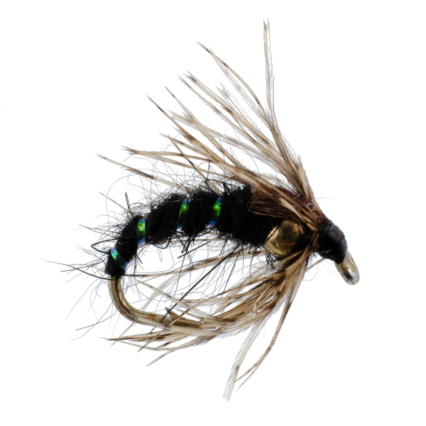 Black Holy Grail Caddis Pupa Emerger 6 Flies Hook Size 12