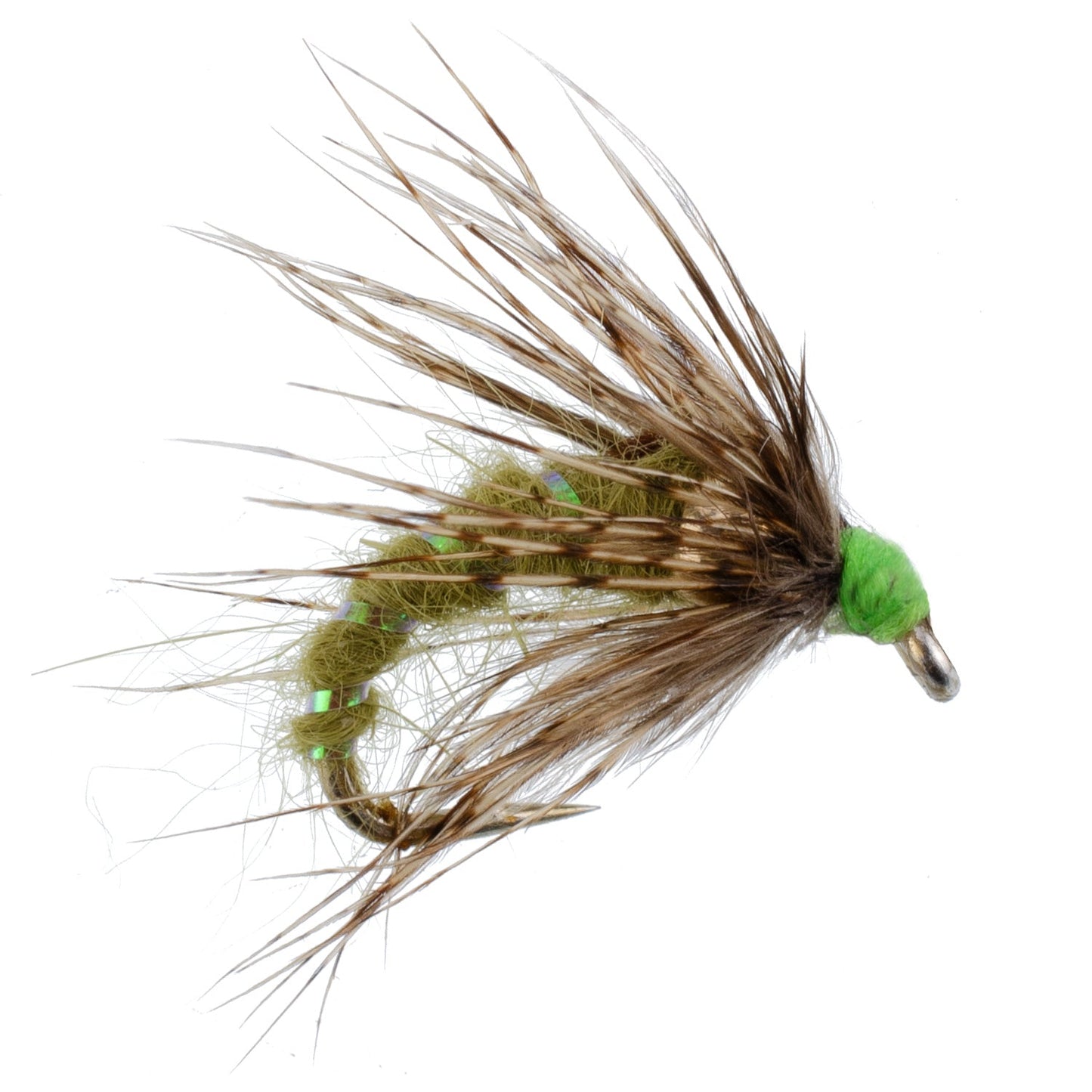 Olive Holy Grail Caddis Pupa Emerger 12 Flies Hook Size 12