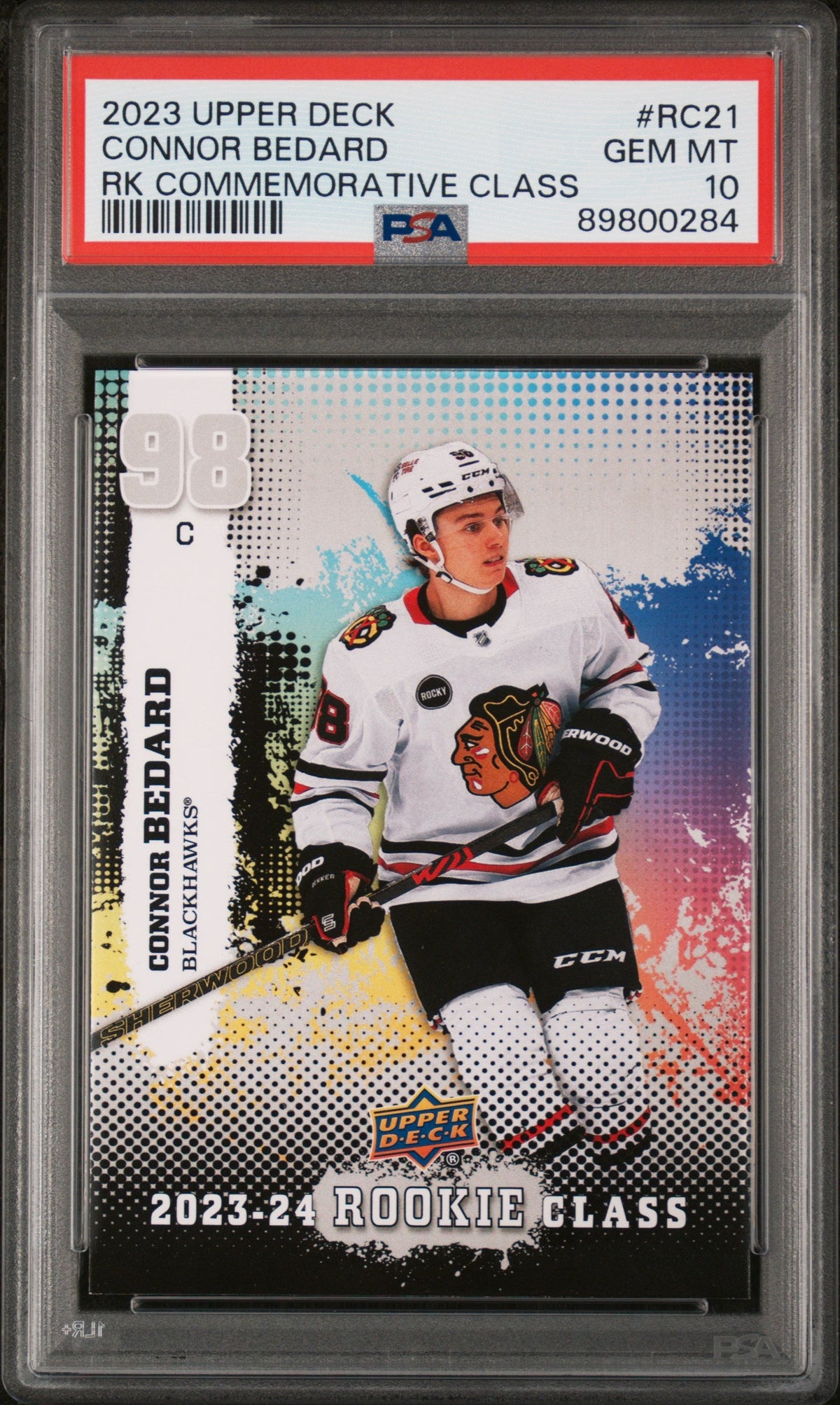 Graded 2023 Upper Deck Connor Bedard #RC21 Rookie Commemorative Class Rookie RC Hockey Card PSA 10 Gem Mint