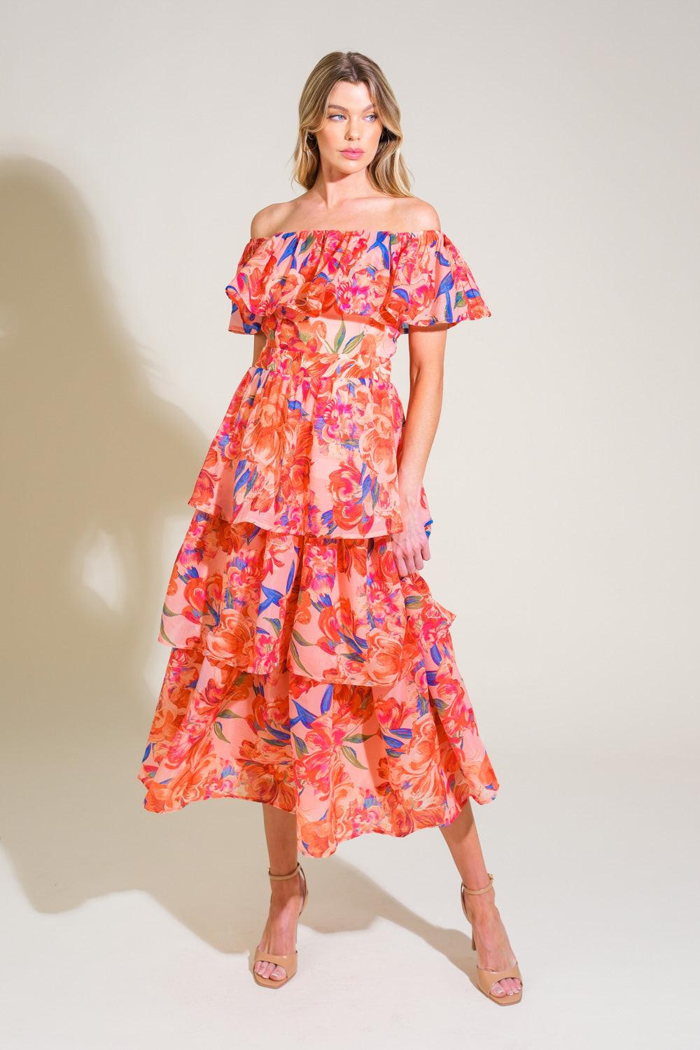 STROLL THE AVENUES WOVEN MIDI DRESS