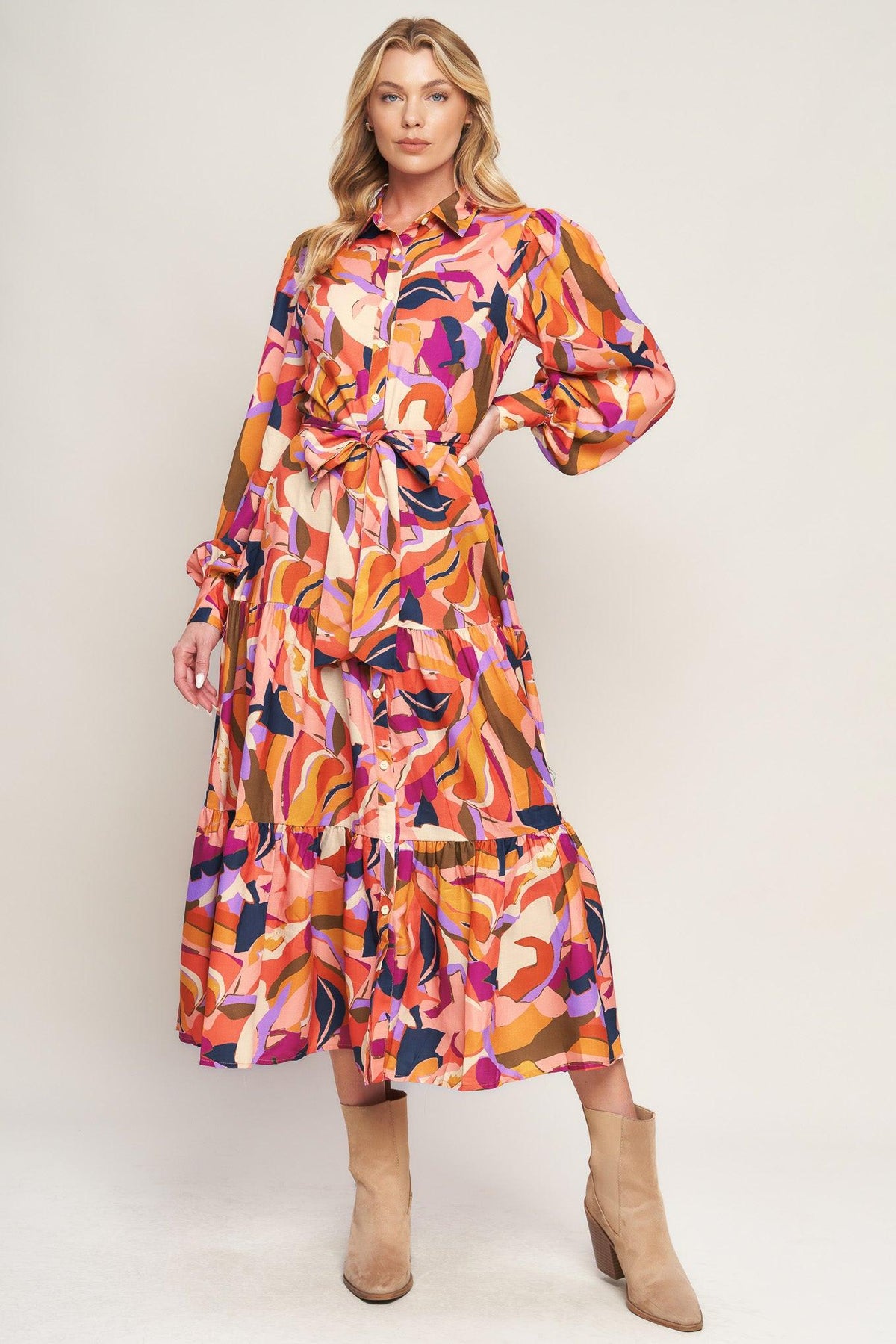 ROSEWOOD ROMANCE WOVEN MIDI DRESS