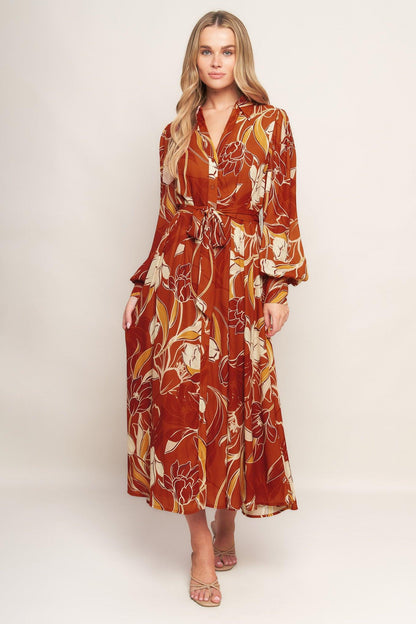 BLOOMING RADIANCE WOVEN MIDI DRESS