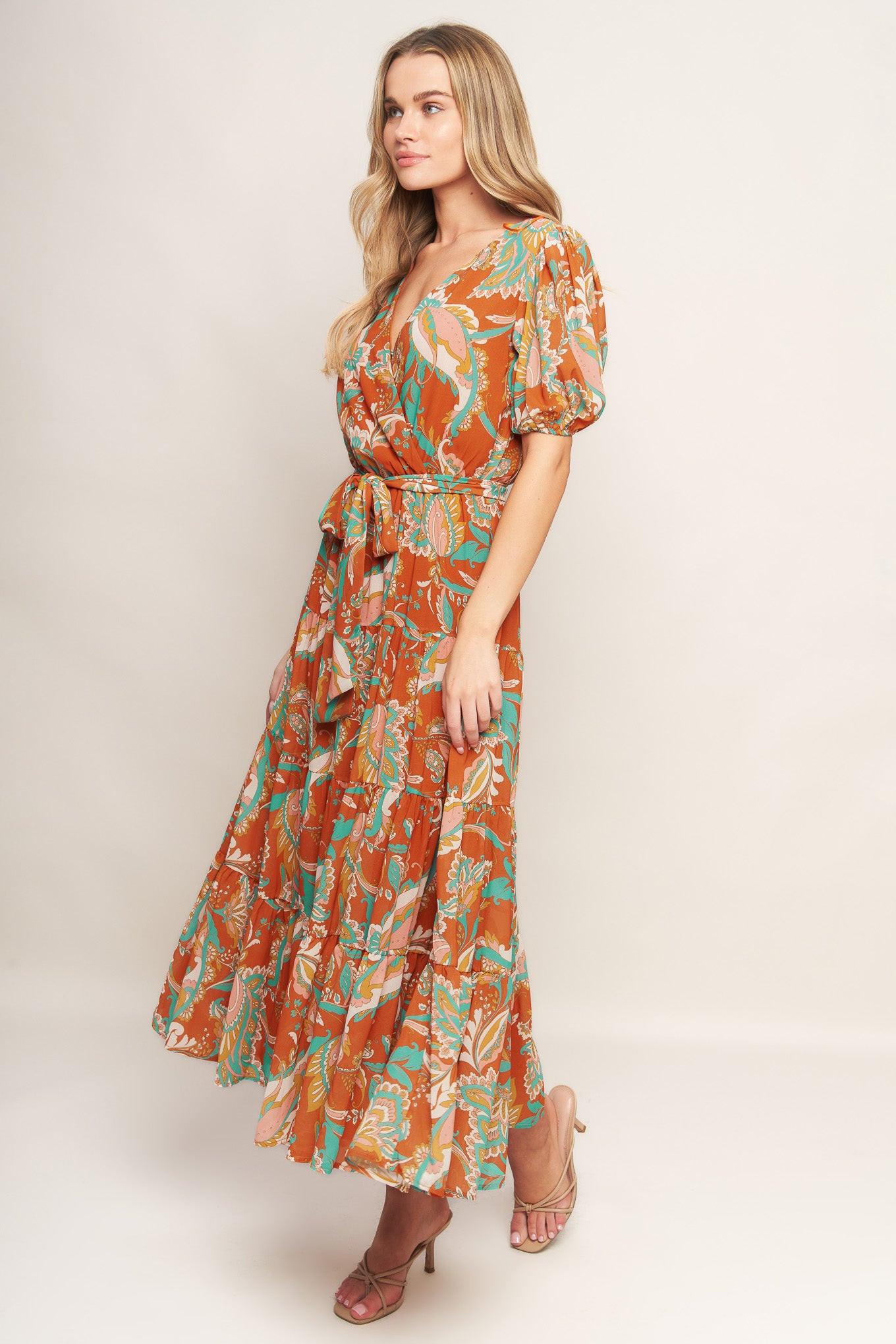 CAN'T LIVE WITHOUT RUST WOVEN MIDI DRESS