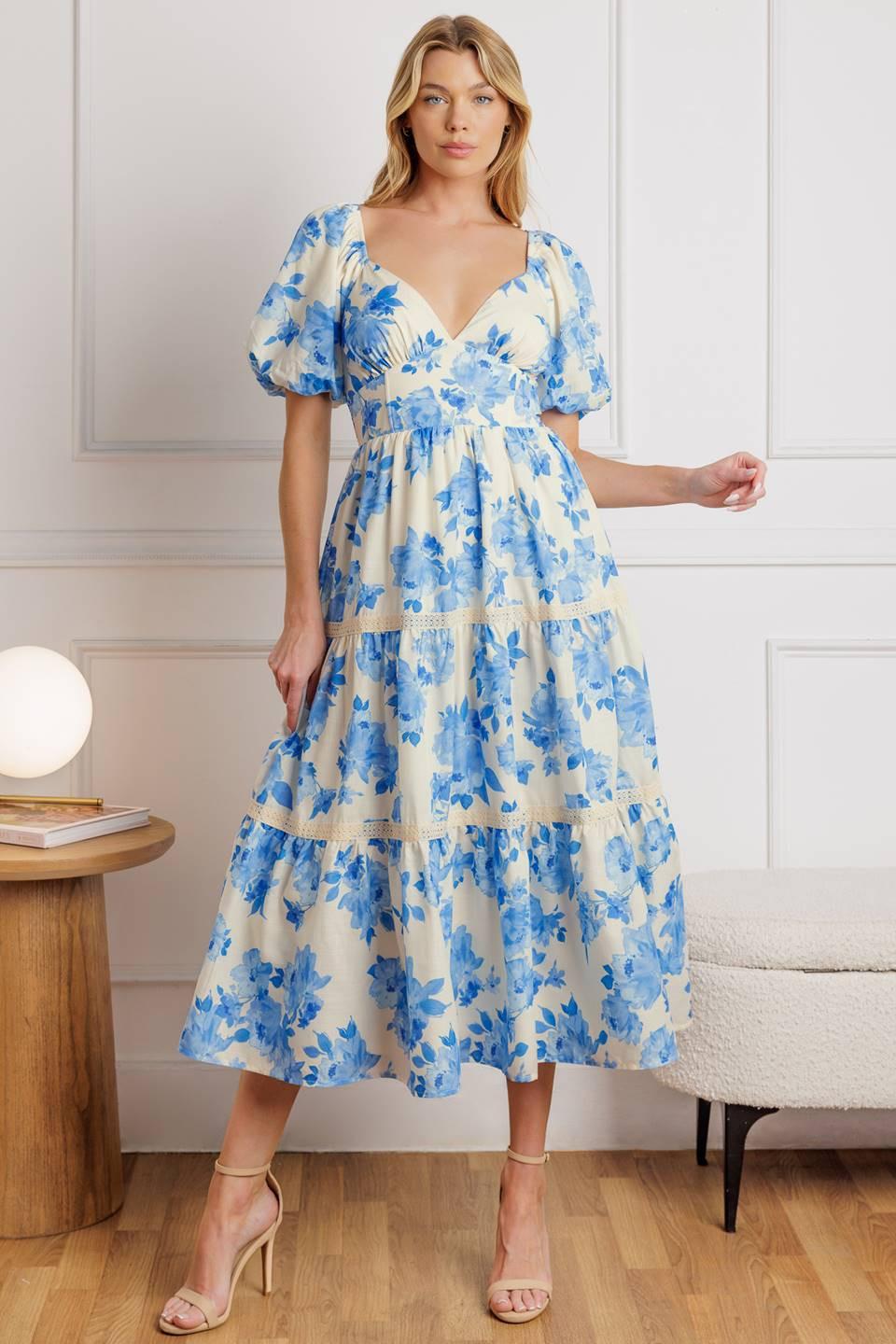BLOOMING DAY WOVEN MIDI DRESS